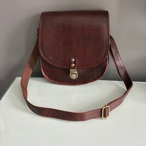 Urban Leather Crossbody Shoulder Saddle Bag Handbag Dark Brown Burgundy Leather